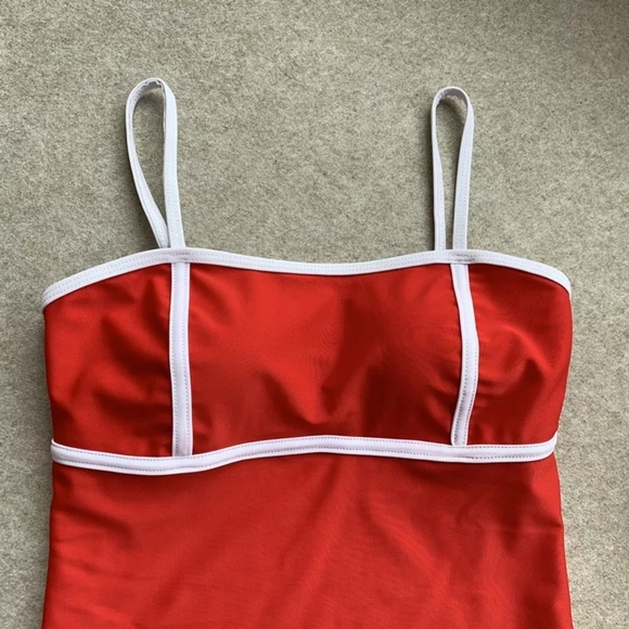 Sport Red with White Stripes Onepiece Swimsuit - Picture 5 of 7